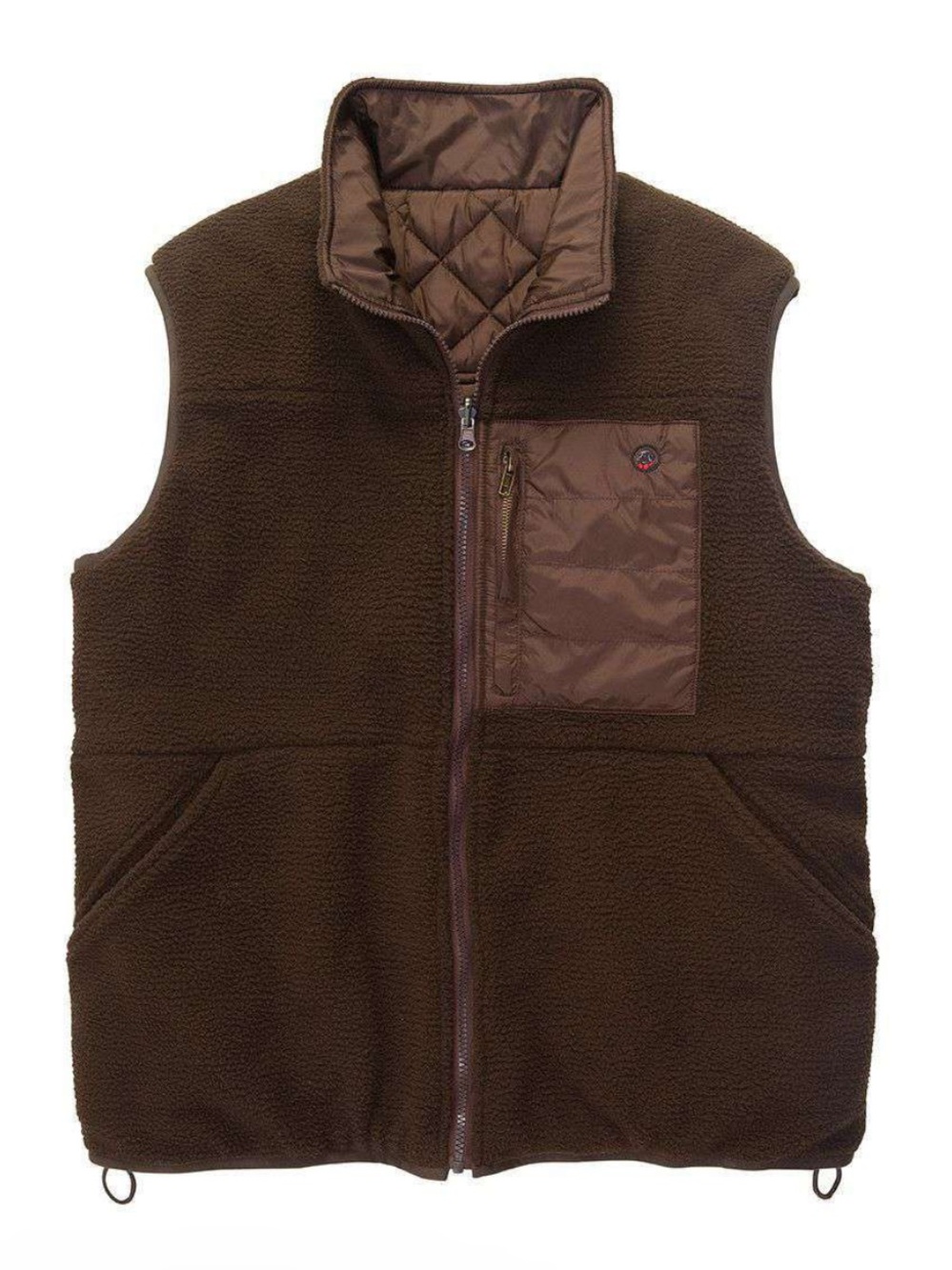 Southern Proper All Prep Reversible Brown Quilted-Fleece Vest Mens Size L